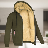 Sadi - Lässige Herren Winterjacke mit Kapuze und Fleece – Armeegrün