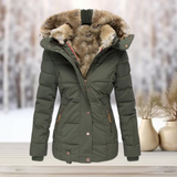 Tessa - Elegante Winter-Pelzjacke mit Kapuze – Armeegrün