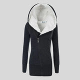 Brie – fleece cardigan mit kapuze – Schwarz