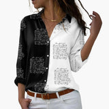 Bluse mit Blumenmuster - Damen Freizeitlook mit Kontrast – Schwarz mit weißem Blumenmuster