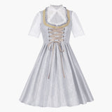 Dirndl mit Schürze und Bluse für Damen - Oktoberfest 2025 – Grau