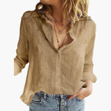 Elegantes Langarmhemd für Damen - Klassisch & Vielseitig – Khaki