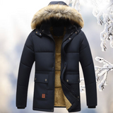 Uriel – herren-wintermantel mit fellfutter – Blau