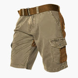Herren Sommer Cargo Shorts mit Taschen und Kontrastdetails – Khaki