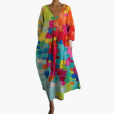 Farbenfrohes V-Ausschnitt - Sommerkleid für Damen im Print-Stil – Mehrfarbig