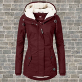 Elsie belle - neue plissierte kapuzenjacke aus baumwolle – Weinrot
