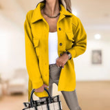 Klassische damenmäntel mit poloknopf für herbst & winter – Gold