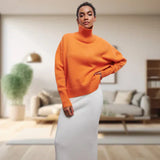 Klassischer rollkragenpullover für damen – anne – Orange