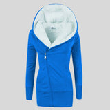Brie – fleece cardigan mit kapuze – Blau
