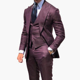 Herren Anzug dreiteilig mit Weste Jacke und Hose – Burgund