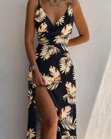 Vivory Stilvolles V-Ausschnittkleid – Schwarzer Druck