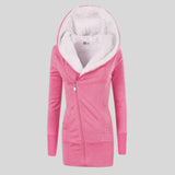 Brie – fleece cardigan mit kapuze – Rosa