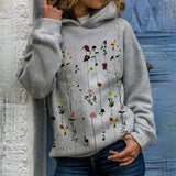 Damen Kapuzenpulli mit Blumenmuster | Strick – Grau