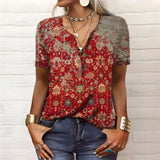 Marlienne | Elegantes Top – Rot / Khaki