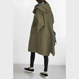 DuraCoat - Lange Windbreaker-Jacke mit Kapuze – Armeegrün