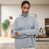 Klassischer rollkragenpullover für damen – anne – Grau