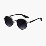 Damen Sonnenbrille mit rundem Metallrahmen und UV400 Schutz – Grauverlauf