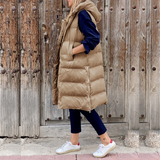 Damen Winterweste | Mit Kapuze – Khaki