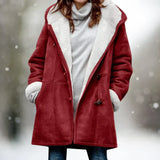 Adelaida | Warmer und Stilvoller Fleece Mantel – Rot