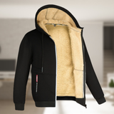 Sadi - Lässige Herren Winterjacke mit Kapuze und Fleece – Schwarz