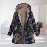 Kamellie – Leichte Winterjacke mit Kunstfellfutter – Marineblau