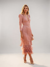 Rylanya – Elegantes Kleid Mit Fransen – Rosa