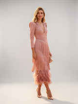 Odelina - Fließendes Fransenkleid – Rosa