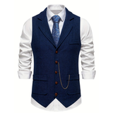 V-Ausschnitt Weste mit ärmellosem Design – Marine Blau