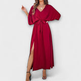 Sabrina - Maxikleid mit V-Ausschnitt – Rot