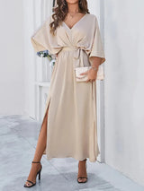 Citra – Elegantes Maxikleid aus Satin – Beige