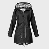 Damen Kapuze Regenjacke | Lange – Schwarz