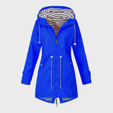 Damen Kapuze Regenjacke | Lange – Blau