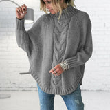Damen Locker Passform Strickpullover | Rollkragen – Grau