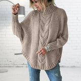 Damen Locker Passform Strickpullover | Rollkragen – Khaki