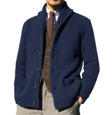 Klassische gestrickte herrenjacke mit knöpfen – Blau