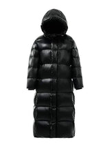 Lange Damen Winterjacke mit Reißverschluss – Schwarz