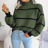 Gemütlich - damen-baumwollpullover mit elegantem schnitt – Grün