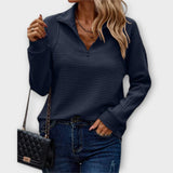 Romena - Pullover Mit Kragen Und Reißverschluss – Blau