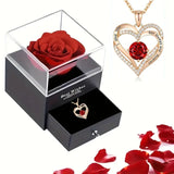 Kette mit Rosen-Geschenkbox – Gold