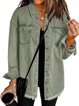 Klassische Damen Jeansjacke für jeden Tag – Olivgrün