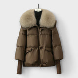 Lucyna - Elegante Jacke mit Pels – Braun