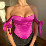 Valentina | Elegantes Rückenfreies Satin Spitzentop – Rosa
