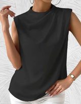 Mairead – Elegante ärmellose Bluse – Schwarz