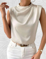 Mairead – Elegante ärmellose Bluse – Beige