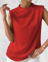 Mairead – Elegante ärmellose Bluse – Rot