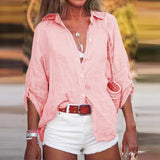 Vanessa | Stilvolle Langarm Baumwollbluse – Rosa