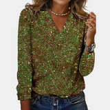 Vanessa | Stilvolles glitzerndes Top mit V Ausschnitt – Grün