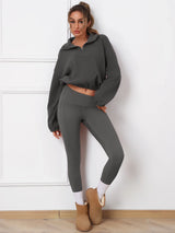 Retaria | Wärmendes Fleece-Yoga Set für Damen Winter – Grau