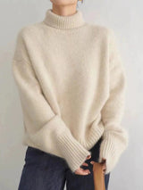Zora | Eleganter Rollkragenpullover für Damen Freizeit – Cremeweiß