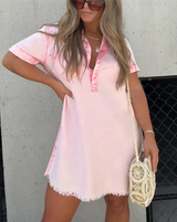 Yara | Stilvolles Jeanshemdkleid – Rosa